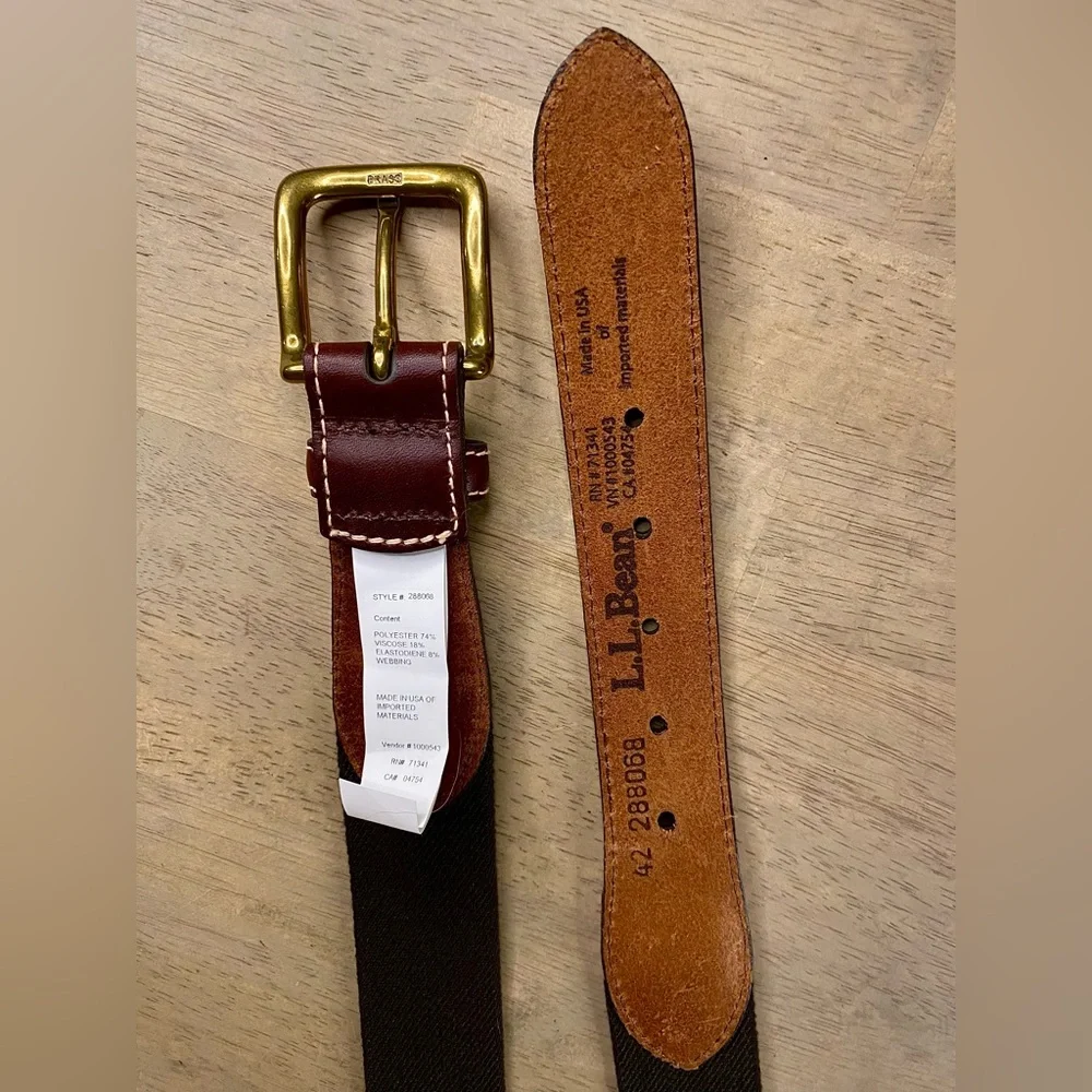 LL Bean Comfort Waist Belt‎ Men Black & Maroon Size 42